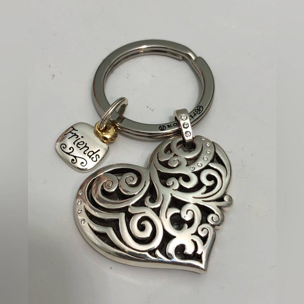 Brighton Key Fob Keychain Heart Silver Plate Reversible